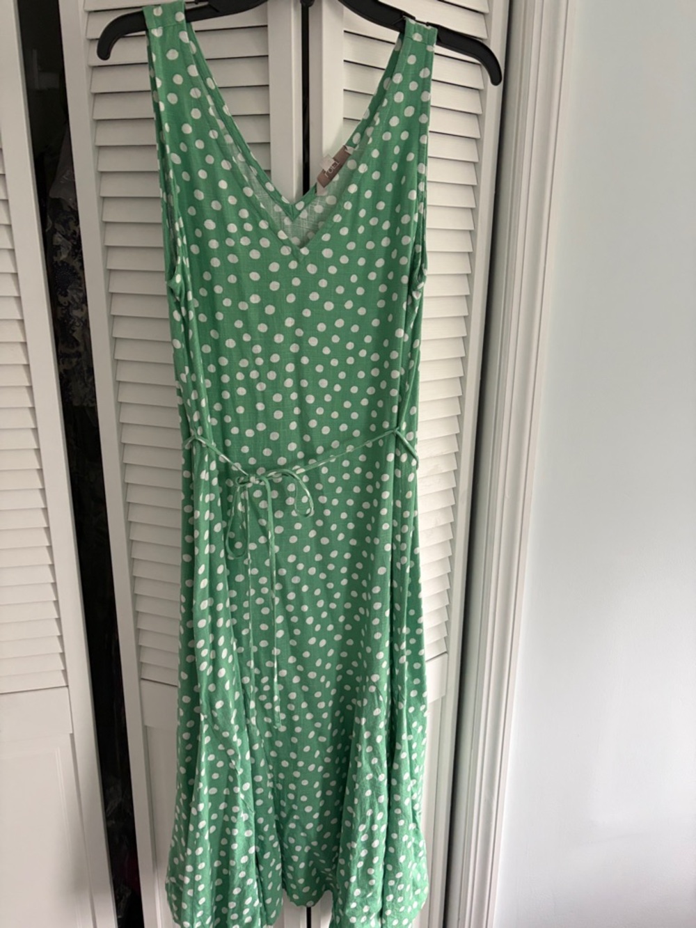 LOFT Mint Green Polka Dot Sleeveless Dress